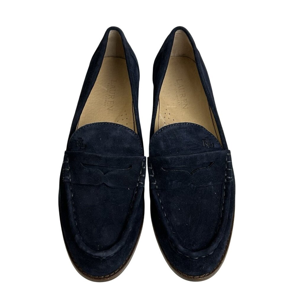Lauren Ralph Lauren Wynnie Leather Loafers Women 6.5B Slip On Blue Soft Nappa - Picture 12 of 12